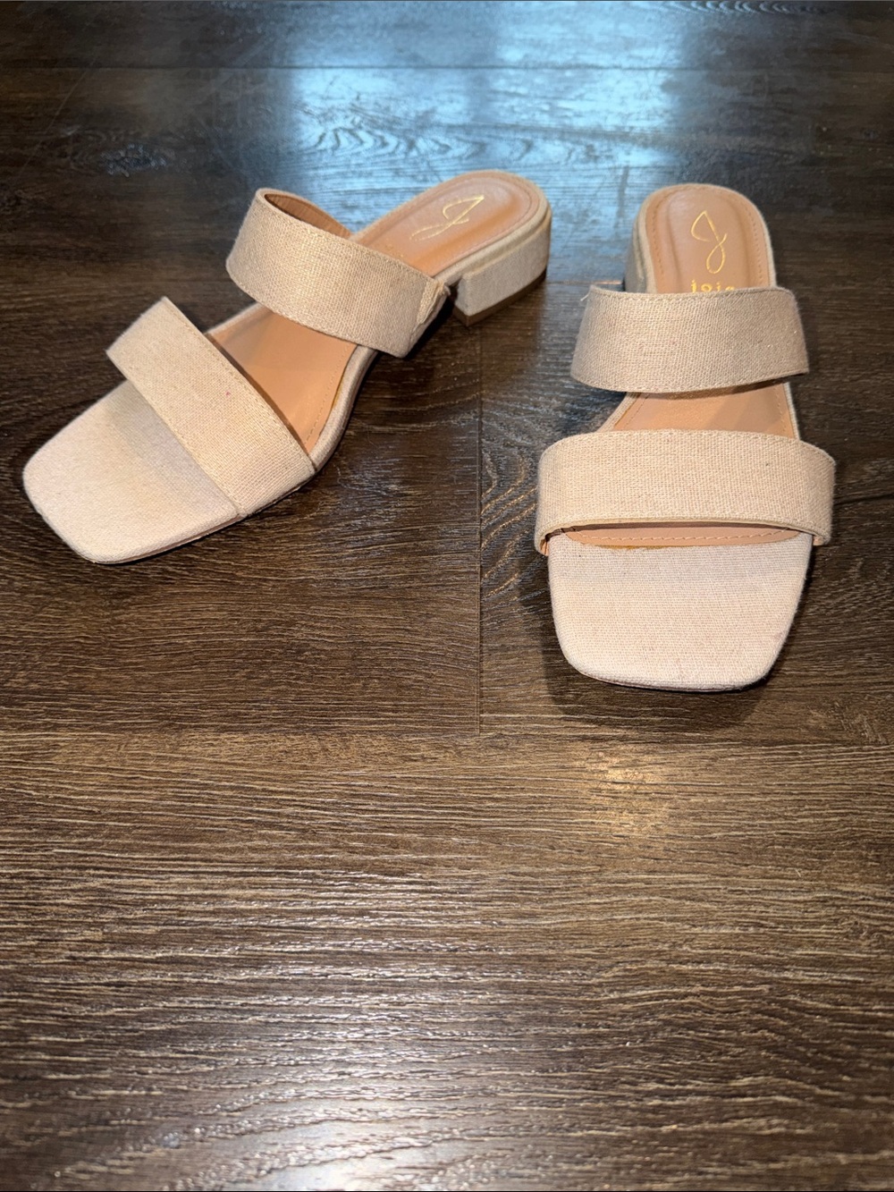 Joie Neutral Beige Double-Strap Low Block Heel Mules